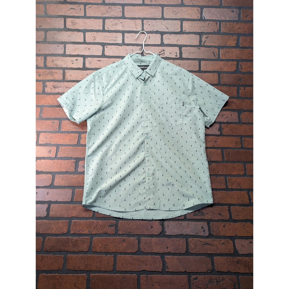 Molokai Surf Co. Men's XL Green Cactus Print Aloha Button Up‎ Shirt